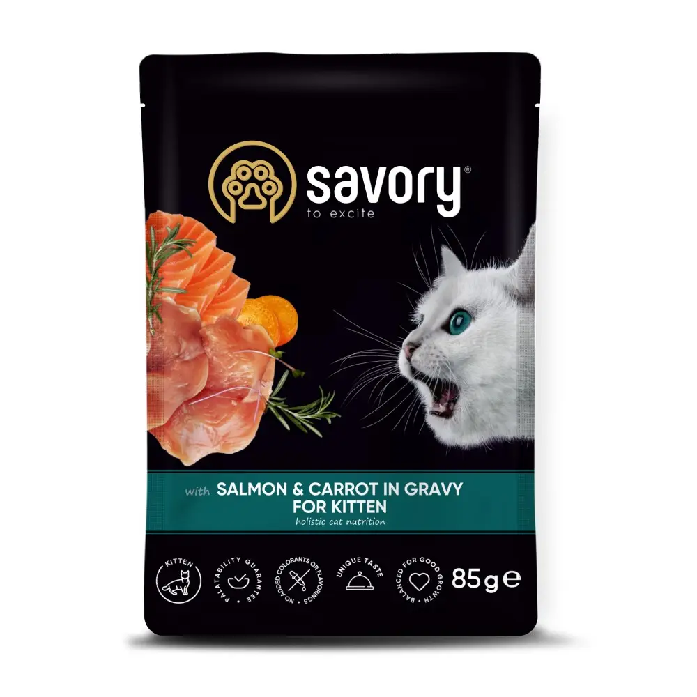 Вологий корм для кошенят Savory for Kitten with Salmon & Carrot in Gravy