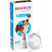 Жевательная таблетка от блох и клещей Bravecto для собак весом от 20 до 40 кг